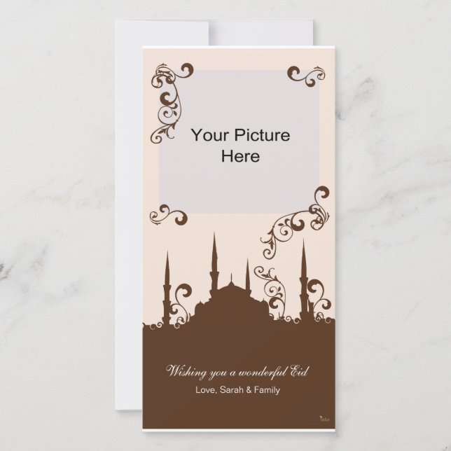 Cartões com fotos de espiral cor-de-rosa Eid Brown (Frente)