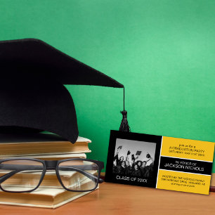Cartões com fotos de Graduação Pretos e Dourados