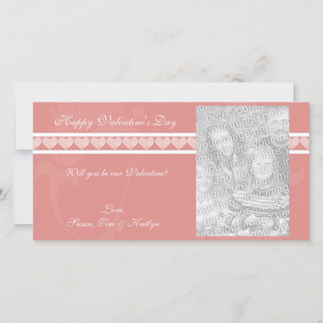 Cartões com fotos de Namorados de Coração Rosa (Frente)