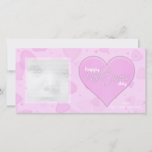 Cartões com fotos de Namorados de Corações Rosa (Frente)