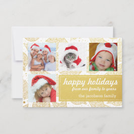 Cartões com fotos de Natal Dourados e Brancos
