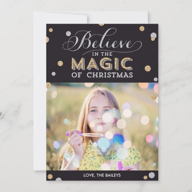 Cartões com fotos de Natal - Feriado Mágico - Pret (Frente)