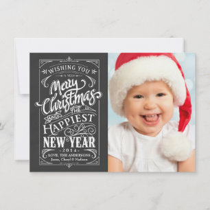Cartões com fotos de Natal Rustic Chalkboard