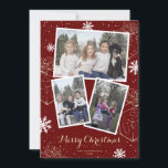 Cartões com fotos de presentes de Natal Feliz Feri<br><div class="desc">cartões de natal de colagem de fotos de Natal Red Merry com flocos de neve e presentes. Personalize facilmente com sua própria imagem e texto.</div>