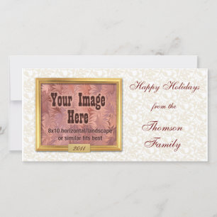 Cartões com fotos Personalizados de Quadro Dourad
