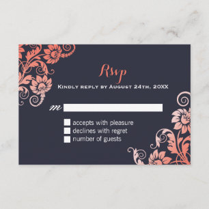 Cartões corais e azuis do chique RSVP