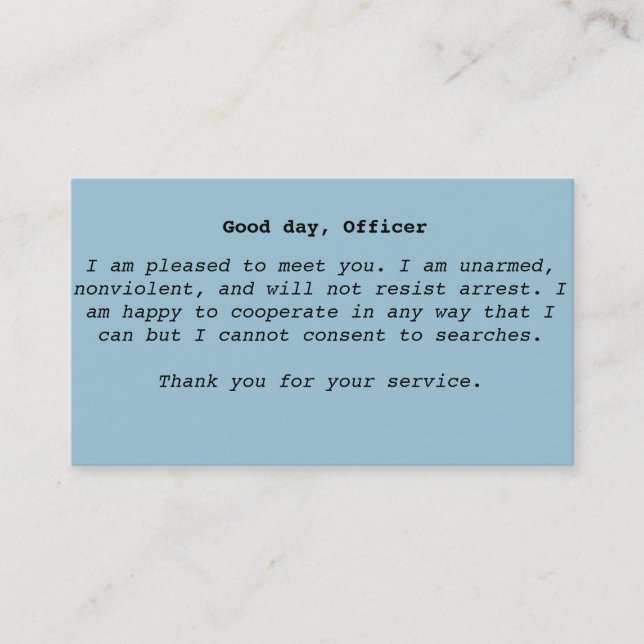 Cartões da interação da polícia (Frente)