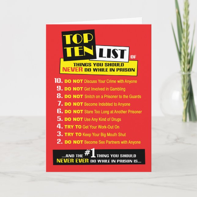 Cartões da prisão - parte superior dez (Frente)