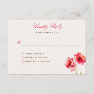 Cartões das papoilas RSVP da aguarela