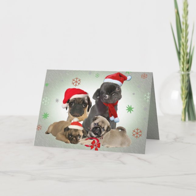 Cartões das patas do papai noel do Pug (Frente)