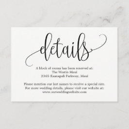 Cartões de abrigo para detalhes de caligrafia