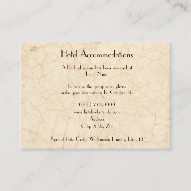 Cartões de abrigo para hotéis (Frente)