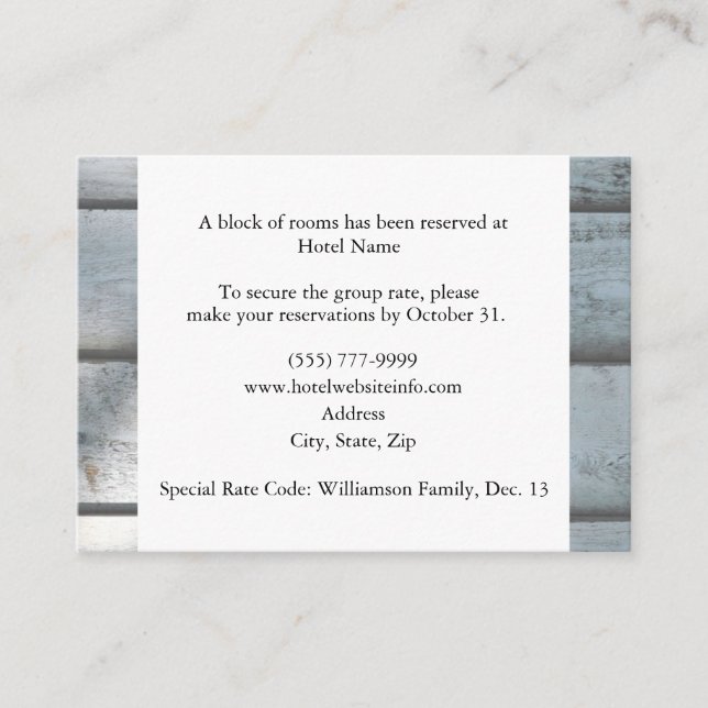 Cartões de abrigo para hotéis (Frente)