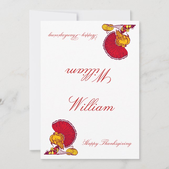 Cartões De Ação De Graças Com A Turquia (Frente)