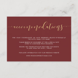 Cartões de Accommodações de Casamento Burgundy e D