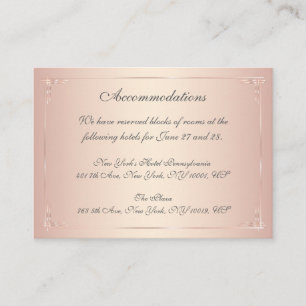 Cartões de Acomodação de Casamento Elegante Rosa