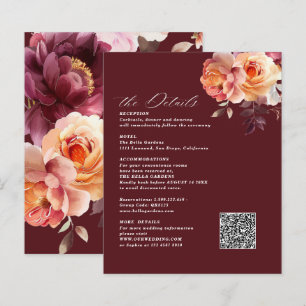 Cartões de Acompanhamento de Casamento Burgundy de