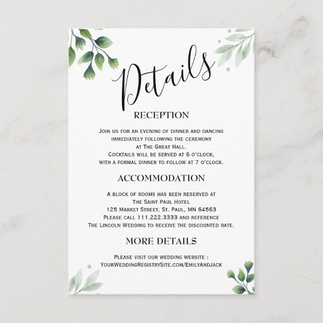 Cartões de Acompanhamento de Casamento Minimalista (Frente)
