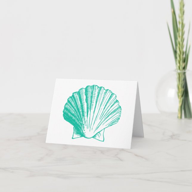 Cartões de Agradecimento Aqua Sea Shell (Frente)