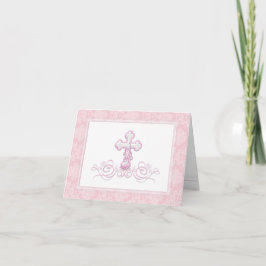 Cartões de Agradecimento Batismo Cruz Rosa