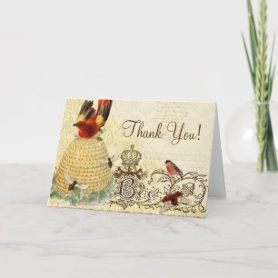 Cartões de Agradecimento Bee Happy Vintage