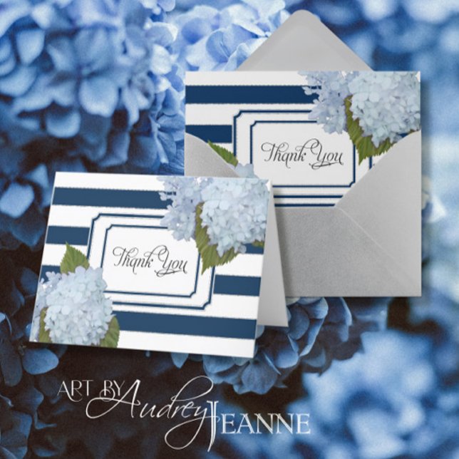 Cartões de Agradecimento Blue Hydrangea Floral Lis (Criador carregado)