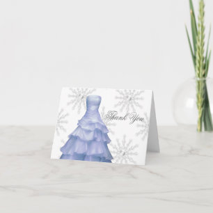 Cartões de Agradecimento Blue White Flocos de Neve
