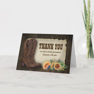 Cartões de Agradecimento Casamento Botas Western G