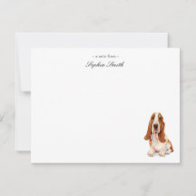 Cartões de Agradecimento Chatos de Aguarela Basset