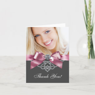 Cartões de agradecimento com foto de diamantes ros