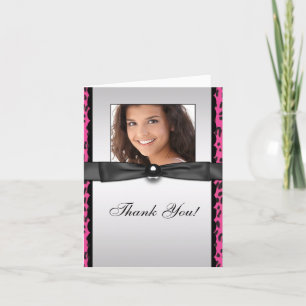 Cartões de Agradecimento com Foto de Leopardo Rosa