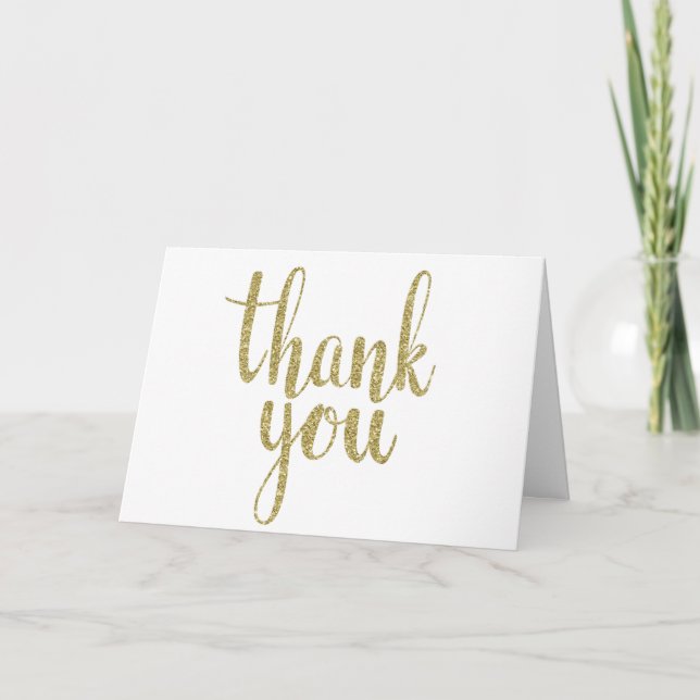 Cartões de agradecimento com glitter dourado (Frente)