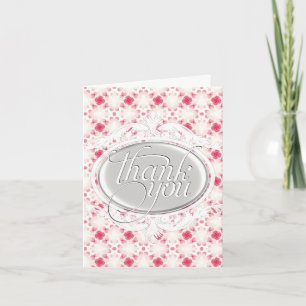 Cartões de Agradecimento Coral Rosa e Branco com P