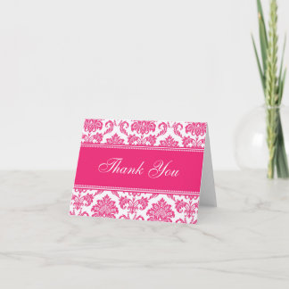 Cartões de Agradecimento Damask Fuchsia