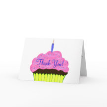 Cartões de Agradecimento de Aniversário de Cupcake