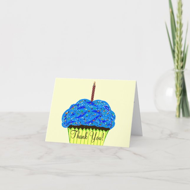 Cartões de Agradecimento de Aniversário de Cupcake (Frente)