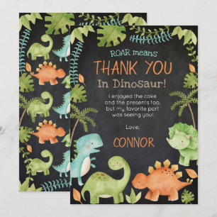 Cartões de agradecimento de aniversário de dinossa