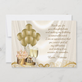 Cartões de Agradecimento de Aniversário Dourados d