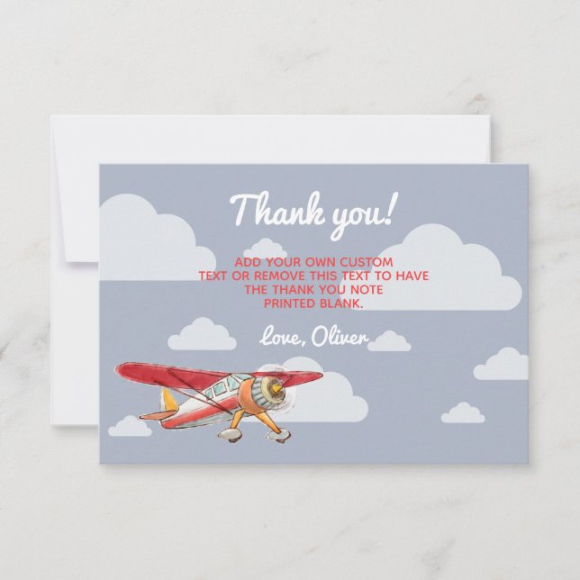 Cartões de agradecimento de avião vintage (Frente)