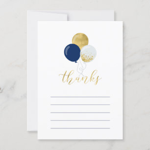 Cartões de Agradecimento de Balões Dourados e Azui