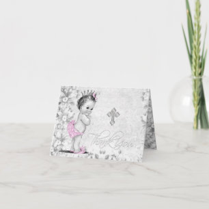 Cartões de agradecimento de batismo de menina cinz