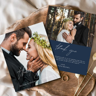 Cartões de Agradecimento de Casamento Azul-Marinho