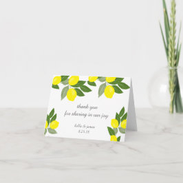 Cartões de Agradecimento de Casamento Boho Limão