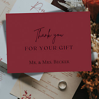 Cartões de agradecimento de casamento Burgundy clá