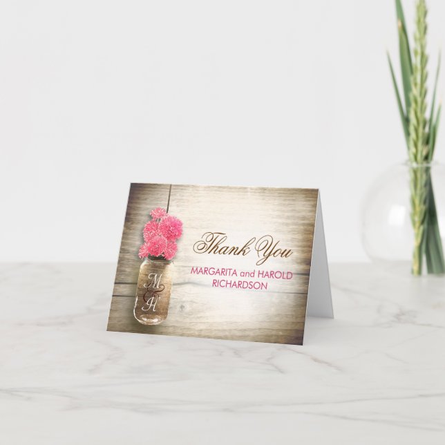 Cartões de agradecimento de casamento com flores c (Frente)