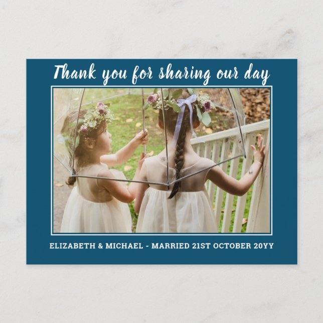 Cartões de Agradecimento de Casamento Com Foto Dig (Frente)