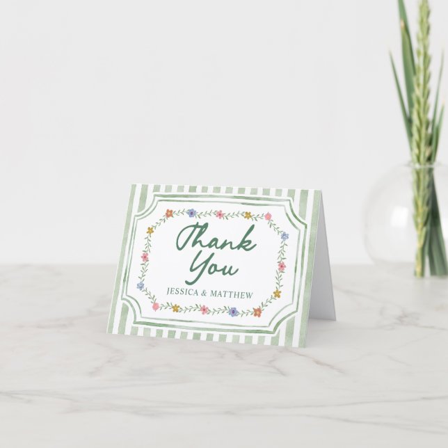 Cartões de Agradecimento de Casamento com Listras  (Frente)