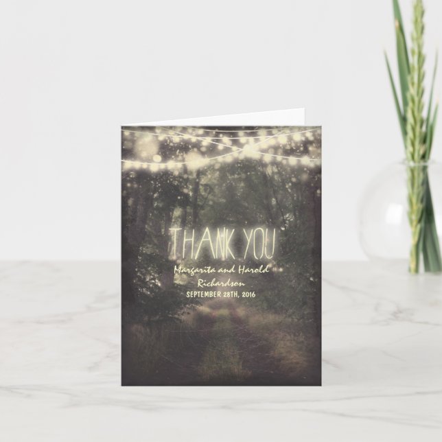 cartões de agradecimento de casamento com luzes e  (Frente)