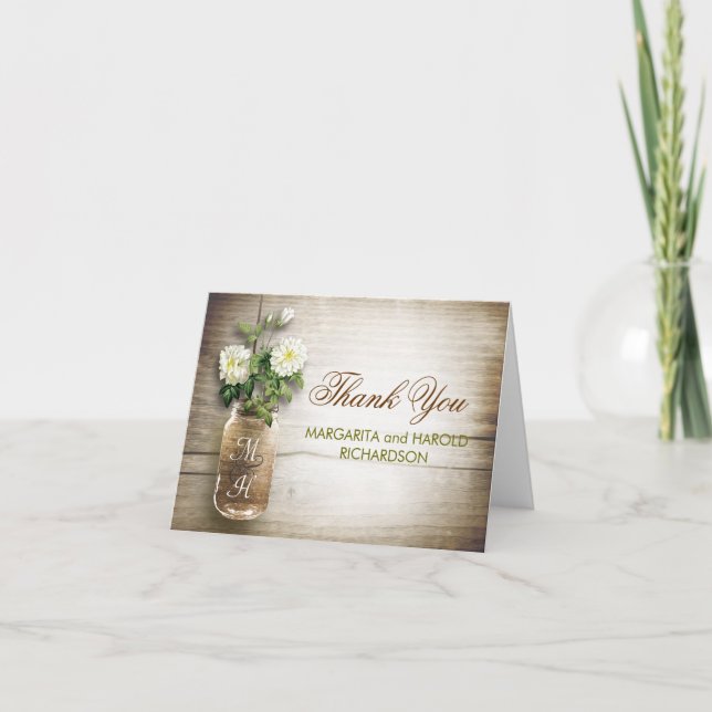 Cartões de agradecimento de casamento em jarra de  (Frente)