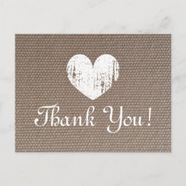 Cartões de agradecimento de casamento em juta com 